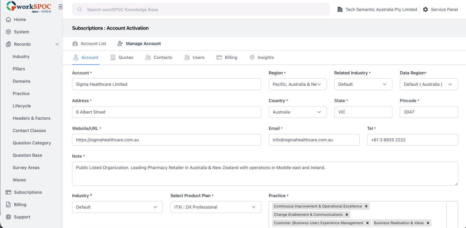 WorkSPoc Dashboard